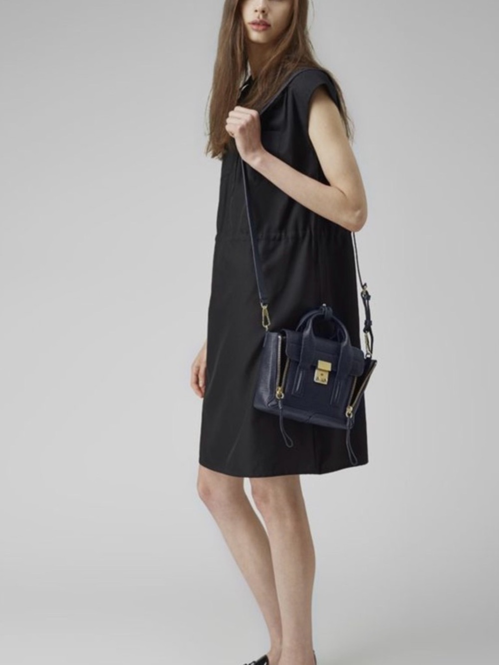 3.1 Phillip Lim Dark Green Leather Mini Satchel with Gold Hardware